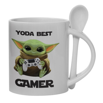 Yoda Best Gamer, Κούπα, κεραμική με κουταλάκι, 330ml (1 τεμάχιο)