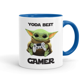 Yoda Best Gamer, Κούπα χρωματιστή μπλε, κεραμική, 330ml