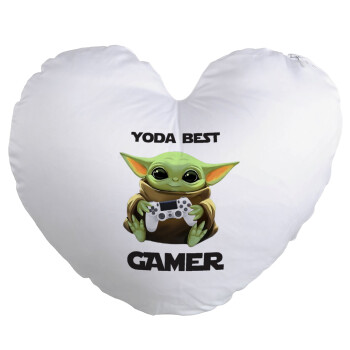 Yoda Best Gamer, Μαξιλάρι καναπέ καρδιά 40x40cm περιέχεται το  γέμισμα