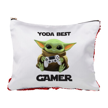 Yoda Best Gamer, Τσαντάκι νεσεσέρ με πούλιες (Sequin) Κόκκινο