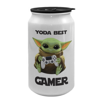 Yoda Best Gamer, Κούπα ταξιδιού μεταλλική με καπάκι (tin-can) 500ml