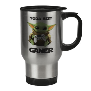 Yoda Best Gamer, Stainless steel travel mug with lid, double wall 450ml
