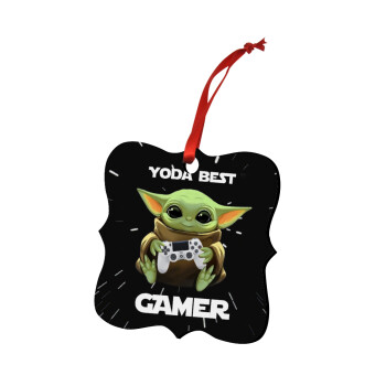 Yoda Best Gamer, Χριστουγεννιάτικο στολίδι polygon ξύλινο 7.5cm
