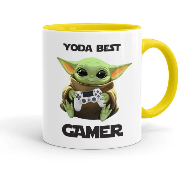 Yoda Best Gamer — Mug colored yellow, ceramic, 330ml