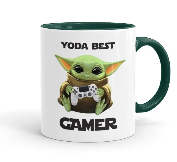 Yoda Best Gamer — Mug colored green, ceramic, 330ml