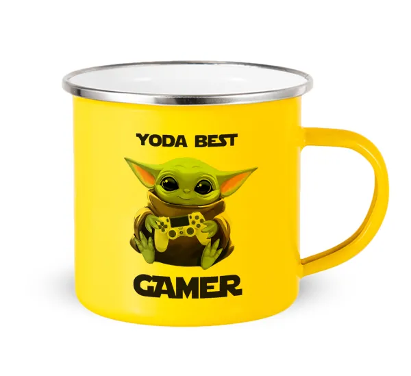 Yoda Best Gamer — Yellow Enamel Metallic Cup 360ml