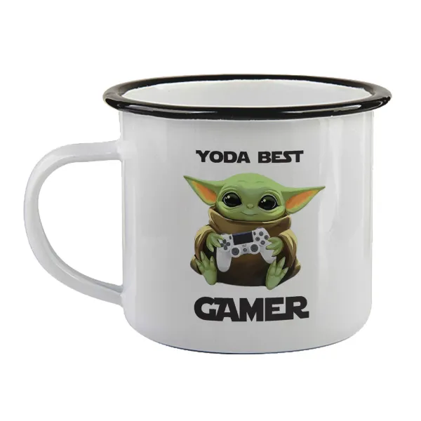 Yoda Best Gamer — Κούπα εμαγιέ με μαύρο χείλος 360ml