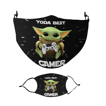 Yoda Best Gamer, Μάσκα υφασμάτινη Ενηλίκων πολλαπλών στρώσεων με υποδοχή φίλτρου