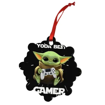 Yoda Best Gamer, Christmas ornament snowflake wooden 7.5cm