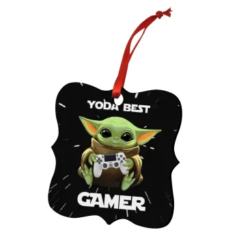 Yoda Best Gamer, Christmas ornament polygon wooden 7.5cm