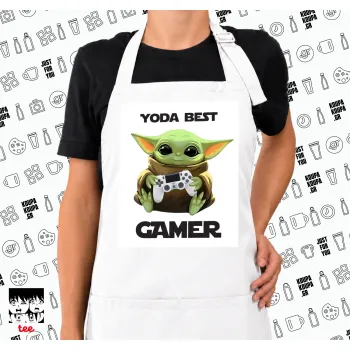 Yoda Best Gamer, Ποδιά μακριά Σεφ ολόσωμη με τσέπες white (ΕΝΗΛΙΚΩΝ)