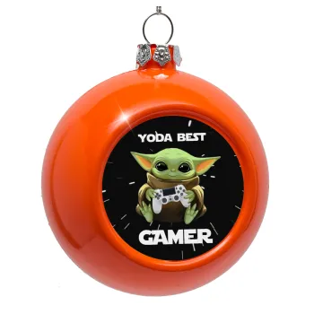Yoda Best Gamer, Orange Christmas tree ornament bauble 8cm
