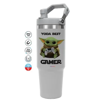 Yoda Best Gamer, ΓΚΡΙ χρώματος Θερμός Ανοξείδωτο 890ml (30oz) με χερούλι