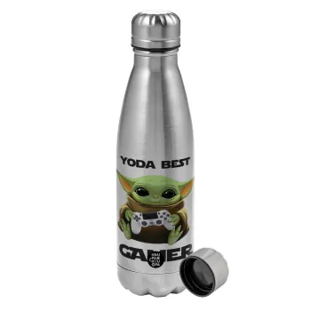 Yoda Best Gamer, Metallic water bottle, stainless steel, 750ml
