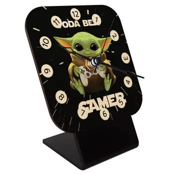 Yoda Best Gamer, Επιτραπέζιο ρολόι σε φυσικό ξύλο (10cm)