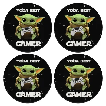 Yoda Best Gamer, ΣΕΤ 4 Σουβέρ ξύλινα στρογγυλά (9cm)