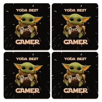 Yoda Best Gamer, ΣΕΤ x4 Σουβέρ ξύλινα τετράγωνα plywood (9cm)