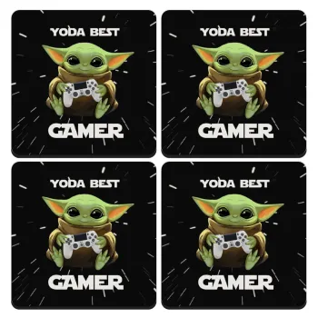 Yoda Best Gamer, ΣΕΤ 4 Σουβέρ ξύλινα τετράγωνα (9cm)