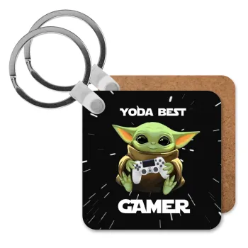 Yoda Best Gamer, Μπρελόκ Ξύλινο τετράγωνο MDF