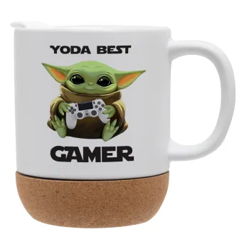Yoda Best Gamer, Κούπα, κεραμική με βάση φελού και καπάκι (ΜΑΤ), 330ml