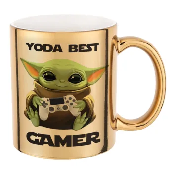 Yoda Best Gamer, Κούπα κεραμική, χρυσή καθρέπτης, 330ml