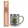 Easter Set, metallic thermal cup (300ml) & aromatic flat Easter candle (30cm) (PINK)