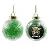 Transparent Christmas tree ball ornament with green filling 8cm