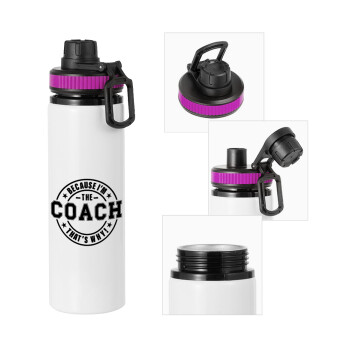 Because i'm the Coach, Metallic water bottle with safety lid, 850ml aluminum