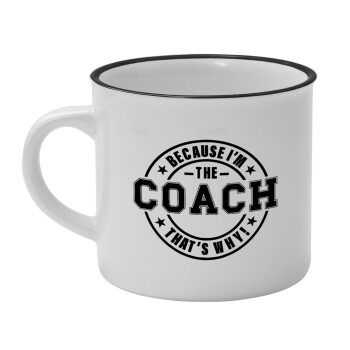 Because i'm the Coach, Κούπα κεραμική vintage Λευκή/Μαύρη 230ml