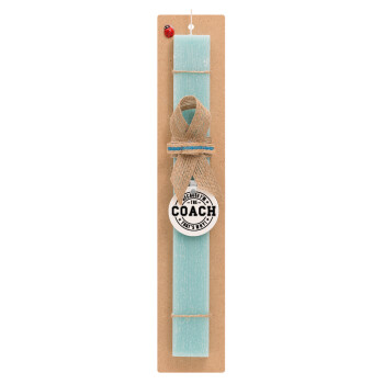 Because i'm the Coach, Easter Set, wooden keychain & aromatic flat Easter candle (30cm) (TURQUOISE)