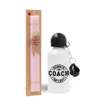 Because i'm the Coach, Easter Set, metallic aluminum bottle (500ml) & aromatic flat Easter candle (30cm) (PINK)