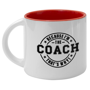 Because i'm the Coach, Κούπα κεραμική 400ml Λευκή/Κόκκινη