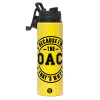 Metallic water bottle with safety lid, 850ml aluminum