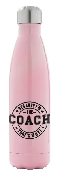Because i'm the Coach — Metal mug thermos Pink Iridiscent (Stainless steel), double wall, 500ml