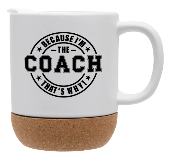 Because i'm the Coach — Κούπα, κεραμική με βάση φελού και καπάκι (ΜΑΤ), 330ml