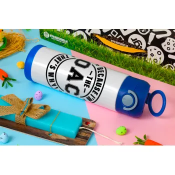 Because i'm the Coach, Easter candle, Childrens hot water bottle, stainless steel, with safety straw, BLUE (500ml)
