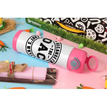 Because i'm the Coach, Easter candle, Childrens hot water bottle, stainless steel, with safety straw, PINK (500ml)