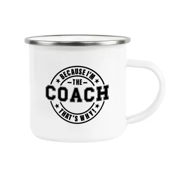 Because i'm the Coach, Metallic enamel cup white 360ml