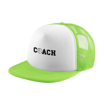 Basketball Coach, Καπέλο Soft Trucker με Δίχτυ Πράσινο/Λευκό