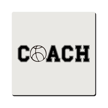 Basketball Coach, Τετράγωνο μαγνητάκι ξύλινο 6x6cm