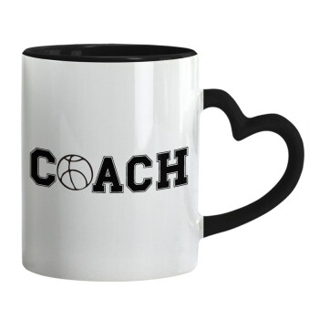 Basketball Coach, Mug heart black handle, ceramic, 330ml