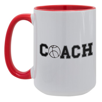 Basketball Coach, Κούπα Mega 15oz, κεραμική Κόκκινη, 450ml
