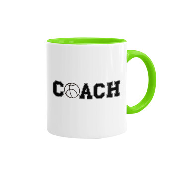 Basketball Coach, Mug colored light green, ceramic, 330ml