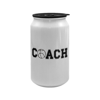 Basketball Coach, Κούπα ταξιδιού μεταλλική με καπάκι (tin-can) 500ml