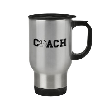 Basketball Coach, Stainless steel travel mug with lid, double wall 450ml