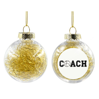 Basketball Coach, Χριστουγεννιάτικη μπάλα δένδρου διάφανη με χρυσό γέμισμα 8cm