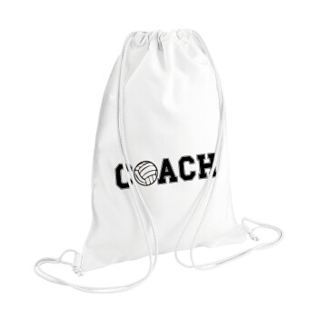 Volleyball Coach, Τσάντα πλάτης πουγκί GYMBAG λευκή (28x40cm)