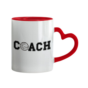 Volleyball Coach, Mug heart red handle, ceramic, 330ml