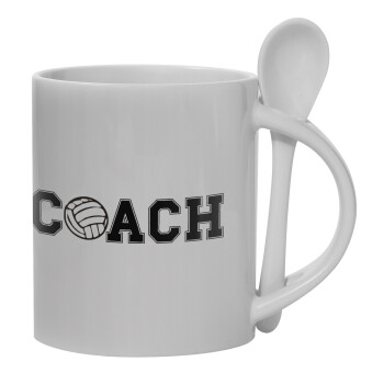 Volleyball Coach, Ceramic coffee mug with Spoon, 330ml (1pcs)