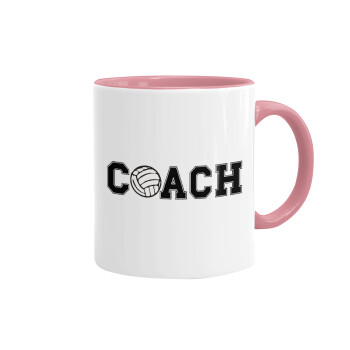 Volleyball Coach, Κούπα χρωματιστή ροζ, κεραμική, 330ml